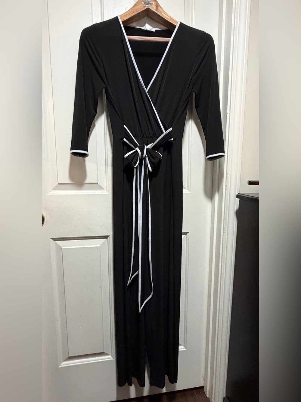 Calvin Klein Black Wrap Jumpsuit with White Trim